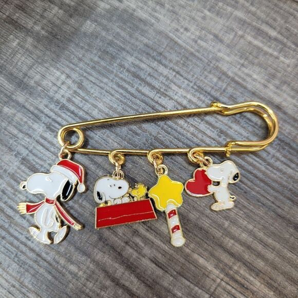 2/$20 Brand New Snoopy Gold Pin With Charms - Picture 2 of 4